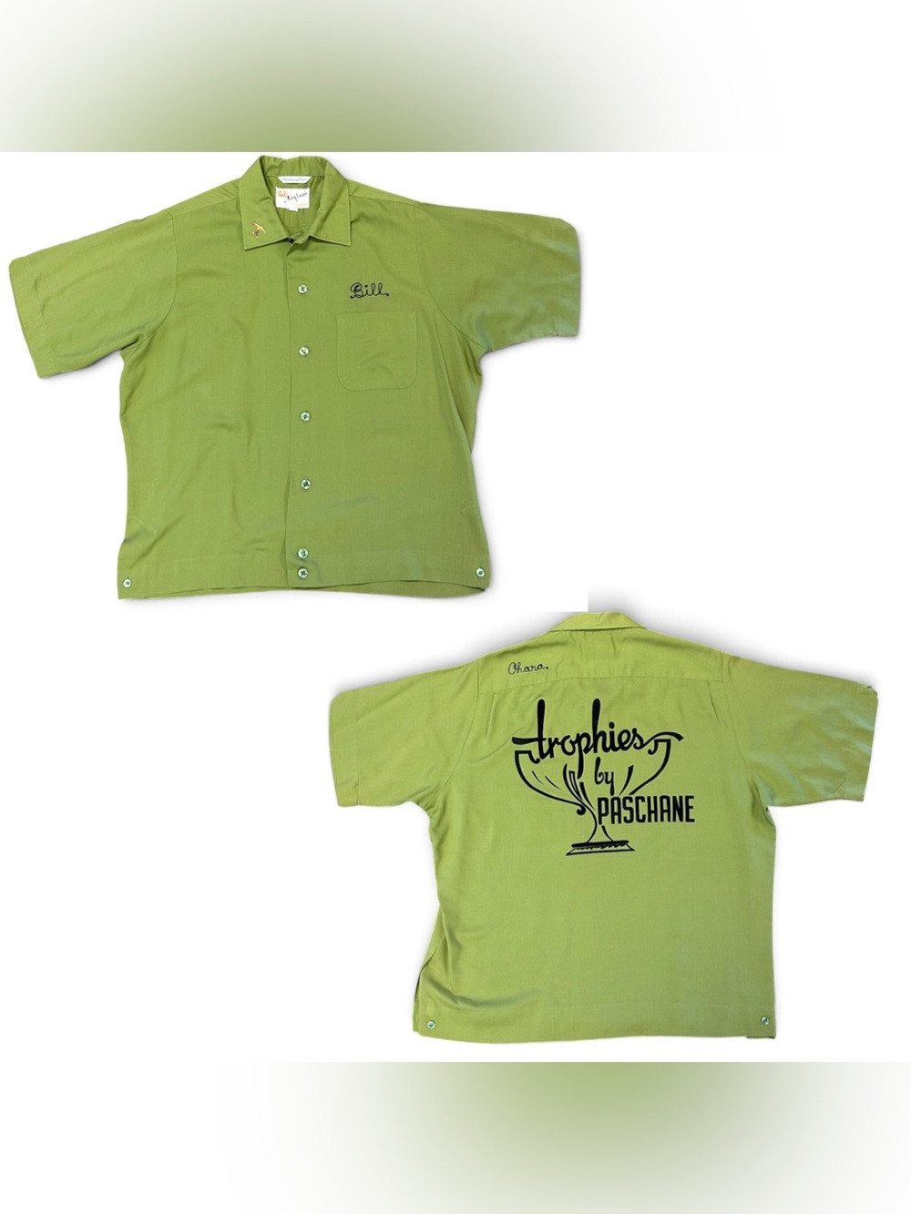 Vintage King Louie Green Short-Sleeve Bowling Shirt